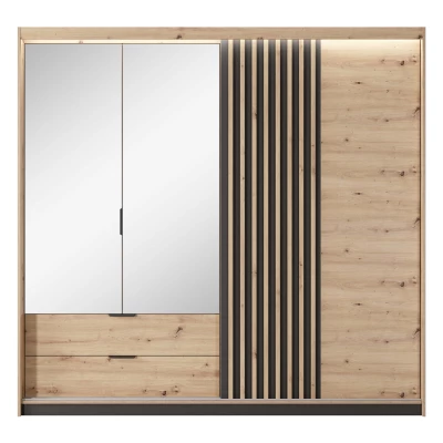 Tükrös ruhásszekrény 220 cm REFORM - artisan tölgy / antracit