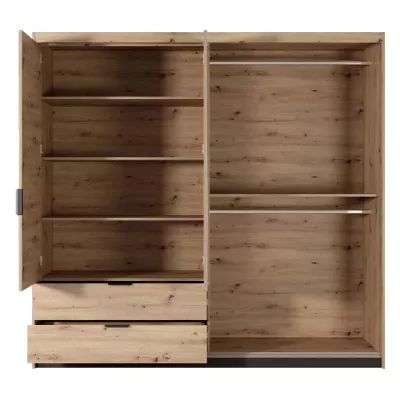 Tükrös ruhásszekrény 220 cm REFORM - artisan tölgy / antracit