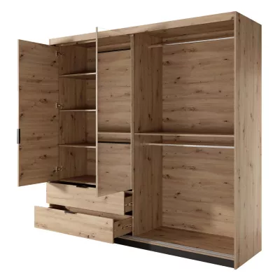 Tükrös ruhásszekrény 220 cm REFORM - artisan tölgy / antracit
