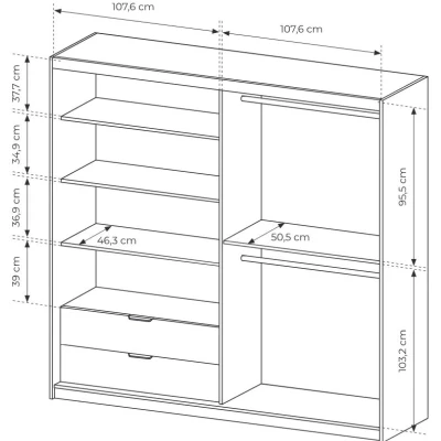 Tükrös ruhásszekrény 220 cm REFORM - artisan tölgy / antracit
