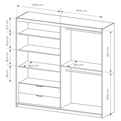 Tükrös ruhásszekrény 220 cm REFORM - artisan tölgy / antracit