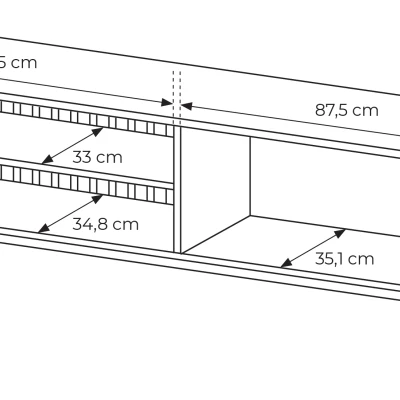 TV állvány 180 cm DEMOPOLIS - tölgyfa / fekete + INGYENES LED világítás