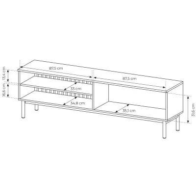 TV állvány 180 cm DEMOPOLIS - tölgyfa / fekete + INGYENES LED világítás