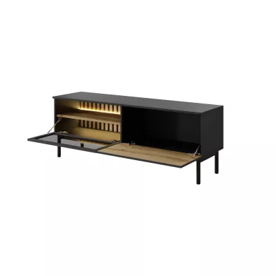TV állvány 150 cm DEMOPOLIS - tölgyfa / fekete + INGYENES LED világítás