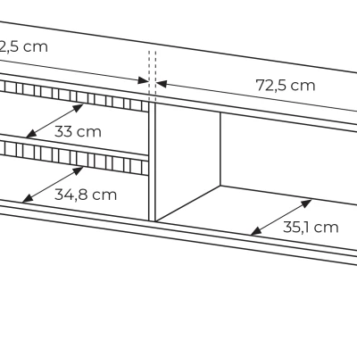 TV állvány 150 cm DEMOPOLIS - tölgyfa / fekete + INGYENES LED világítás