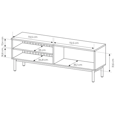 TV állvány 150 cm DEMOPOLIS - tölgyfa / fekete + INGYENES LED világítás