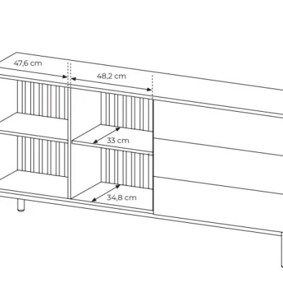 Üveg fiókos szekrény 180 cm DEMOPOLIS - tölgyfa / fekete + INGYENES LED világítás