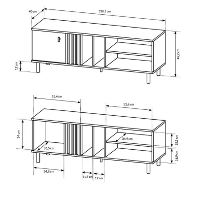 TV állvány 138 cm CHATOM - artisan tölgy / antracit