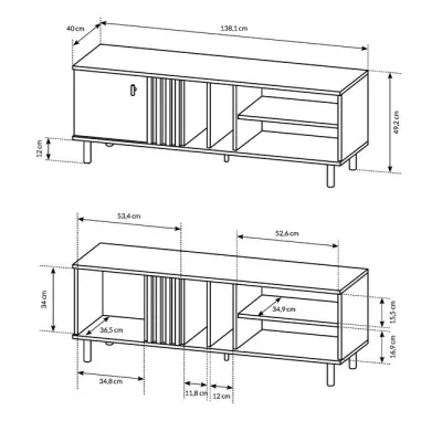 TV állvány 138 cm CHATOM - artisan tölgy / antracit