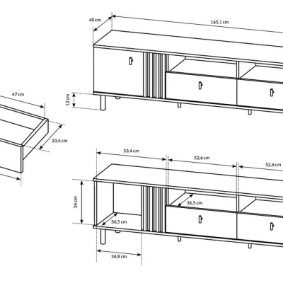 TV állvány 165 cm CHATOM - artisan tölgy / antracit