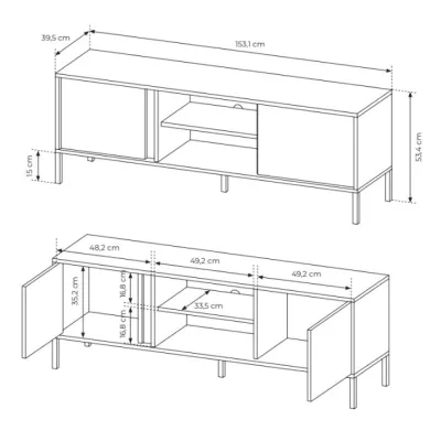 TV-állvány 153 cm SLOCOMB - bézs