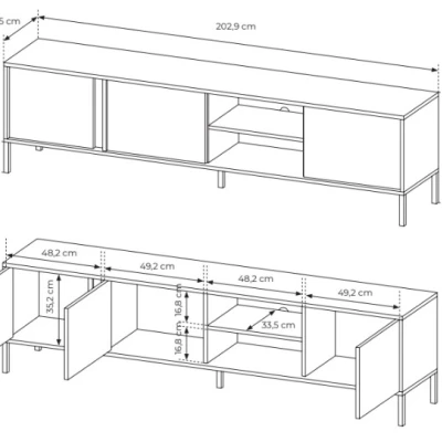 TV-állvány 203 cm SLOCOMB - bézs
