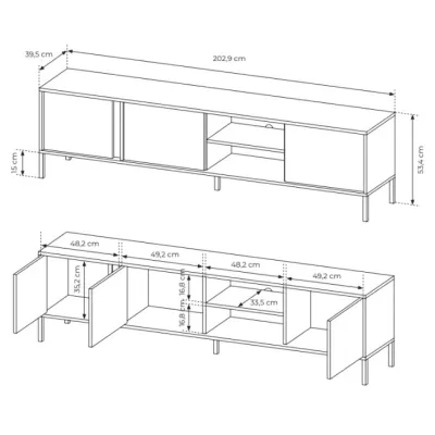 TV-állvány 203 cm SLOCOMB - bézs