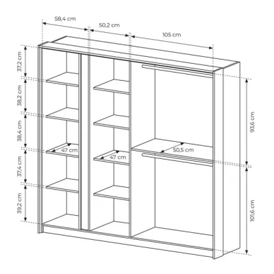 Nagy tükrös gardrób 220 cm SLOCOMB - bézs