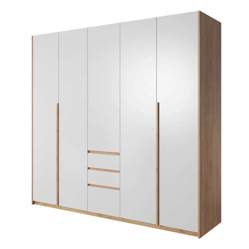 Nagy gardrób 230 cm HELFIN - kraft tölgyfa arany / fehér