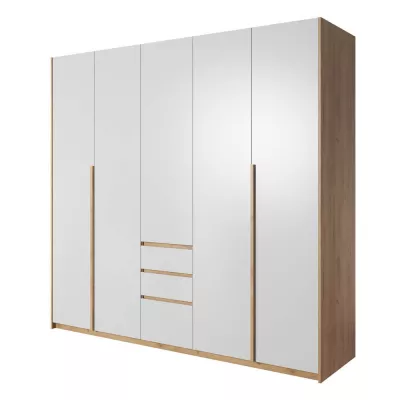 Nagy gardrób 230 cm HELFIN - kraft tölgyfa arany / fehér