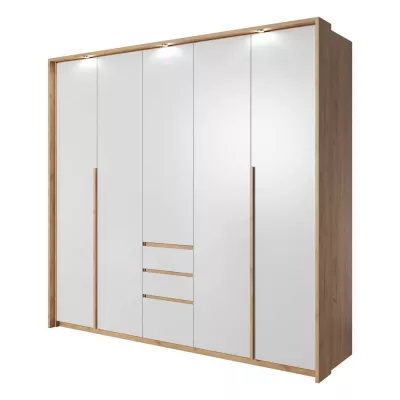 Nagy gardrób 230 cm HELFIN - kraft tölgyfa arany / fehér