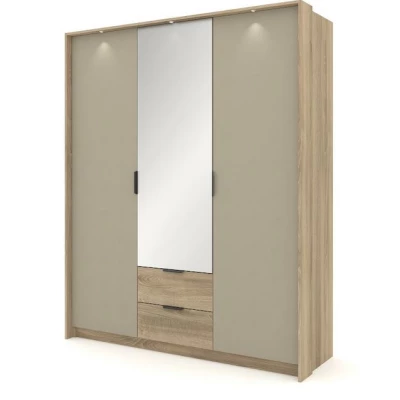 Magas tükrös szekrény 167 cm PRATTVILE - terra tölgy / kőszürke