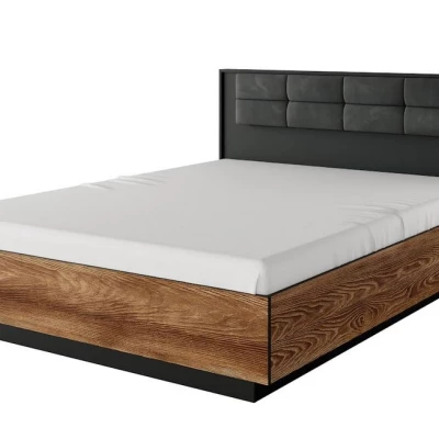 Hálószoba szett ággyal 160x200 CALERA - gesztenye / antracit + INGYENES LED világítás