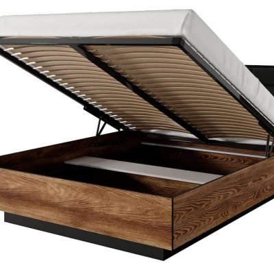 Hálószoba szett ággyal 160x200 CALERA - gesztenye / antracit + INGYENES LED világítás