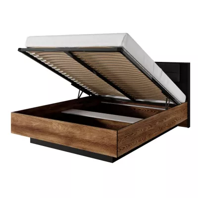 Hálószoba szett ággyal 160x200 CALERA - gesztenye / antracit + INGYENES LED világítás