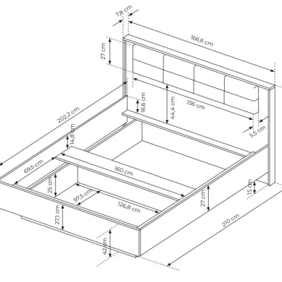 Hálószoba szett ággyal 160x200 CALERA - gesztenye / antracit + INGYENES LED világítás