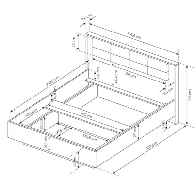 Hálószoba szett ággyal 160x200 CALERA - gesztenye / antracit + INGYENES LED világítás