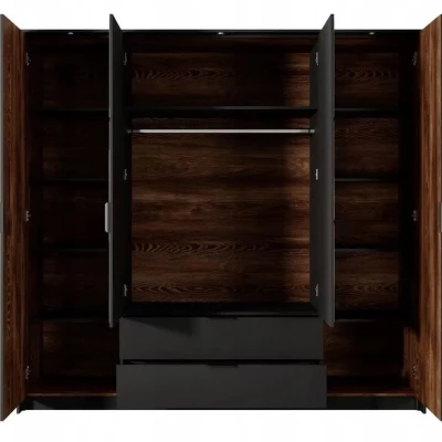 Hálószoba szett ággyal 160x200 CALERA - gesztenye / antracit + INGYENES LED világítás
