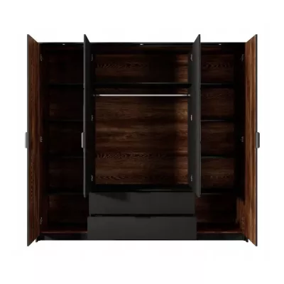 Hálószoba szett ággyal 160x200 CALERA - gesztenye / antracit + INGYENES LED világítás