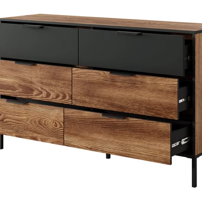 Hálószoba szett ággyal 160x200 CALERA - gesztenye / antracit + INGYENES LED világítás