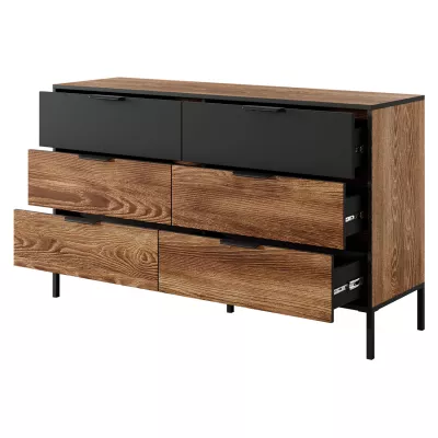 Hálószoba szett ággyal 160x200 CALERA - gesztenye / antracit + INGYENES LED világítás