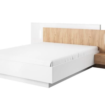 Hálószobabútor ággyal 160x200 SYLVANIA 2 - kraft tölgy arany / fehér + INGYENES LED világítás