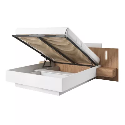 Hálószobabútor ággyal 160x200 SYLVANIA 2 - kraft tölgy arany / fehér + INGYENES LED világítás
