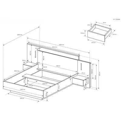Hálószobabútor ággyal 160x200 SYLVANIA 2 - kraft tölgy arany / fehér + INGYENES LED világítás