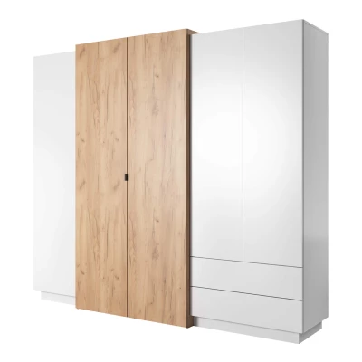 Hálószoba szett ággyal 160x200 SYLVANIA 1 - kraft tölgy arany / fehér + INGYENES LED világítás