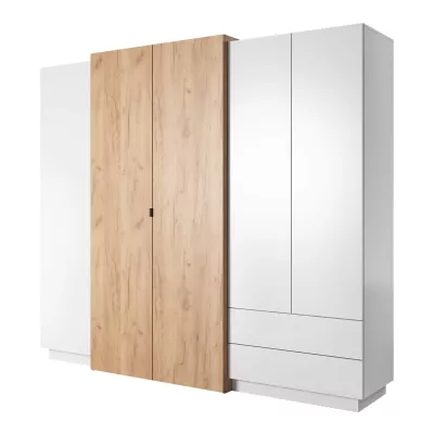 Hálószoba szett ággyal 160x200 SYLVANIA 1 - kraft tölgy arany / fehér + INGYENES LED világítás
