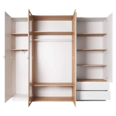 Hálószoba szett ággyal 160x200 SYLVANIA 1 - kraft tölgy arany / fehér + INGYENES LED világítás