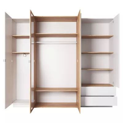 Hálószoba szett ággyal 160x200 SYLVANIA 1 - kraft tölgy arany / fehér + INGYENES LED világítás