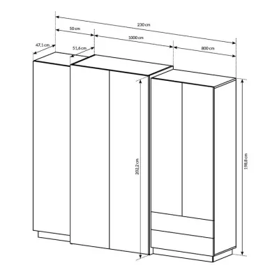 Hálószoba szett ággyal 160x200 SYLVANIA 1 - kraft tölgy arany / fehér + INGYENES LED világítás