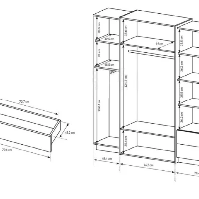 Hálószoba szett ággyal 160x200 SYLVANIA 1 - kraft tölgy arany / fehér + INGYENES LED világítás
