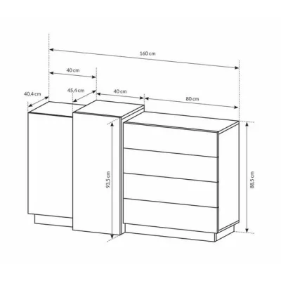 Hálószoba szett ággyal 160x200 SYLVANIA 1 - kraft tölgy arany / fehér + INGYENES LED világítás