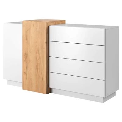 Hálószoba szett ággyal 160x200 SYLVANIA 1 - kraft tölgy arany / fehér + INGYENES LED világítás