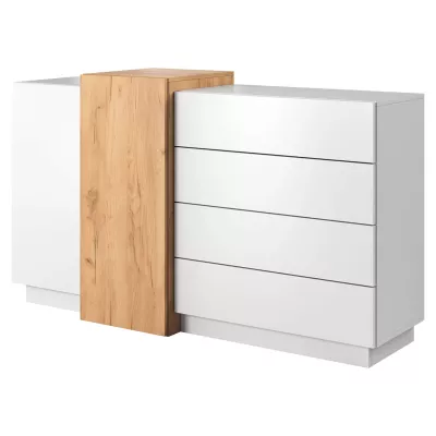 Hálószoba szett ággyal 160x200 SYLVANIA 1 - kraft tölgy arany / fehér + INGYENES LED világítás