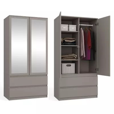 Előszobai szekrény 90 cm tükörrel TAAVI - szürke