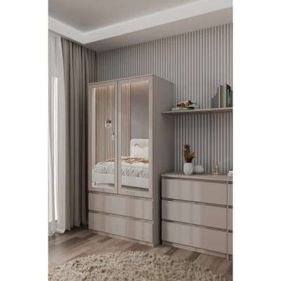 Előszobai szekrény 90 cm tükörrel TAAVI - szürke