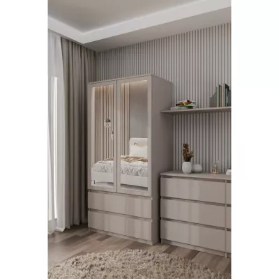 Előszobai szekrény 90 cm tükörrel TAAVI - szürke