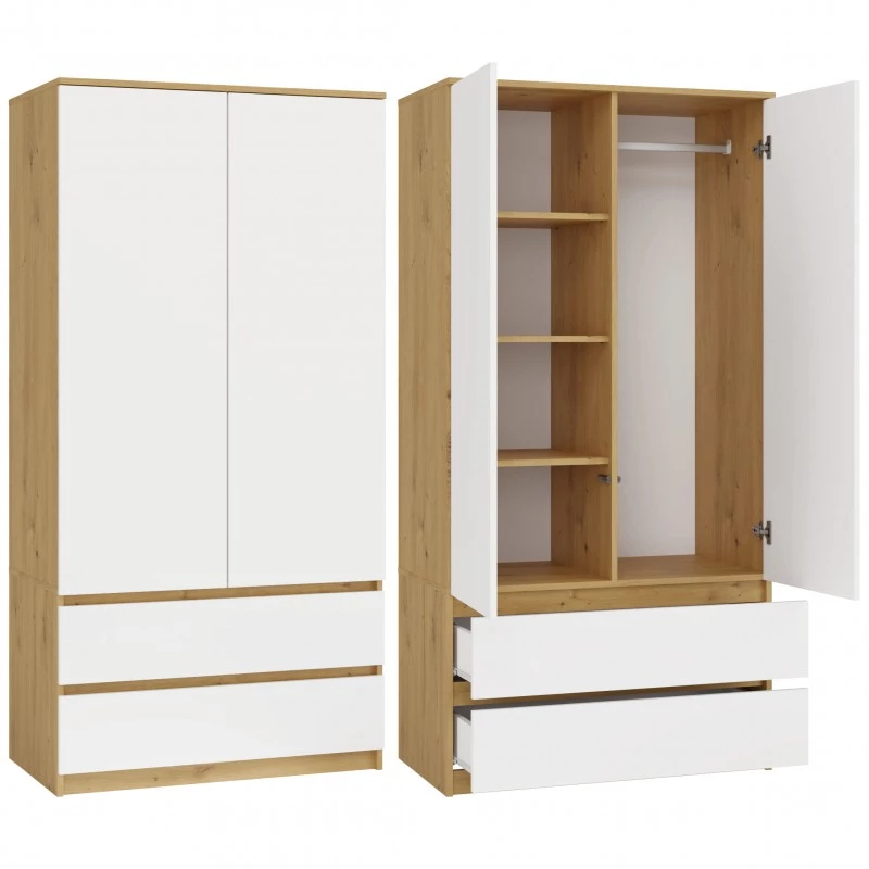 Előszobai gardrób 90 cm TAAVI - artisan tölgy / fehér