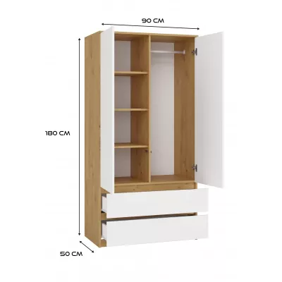 Előszobai gardrób 90 cm TAAVI - artisan tölgy / fehér