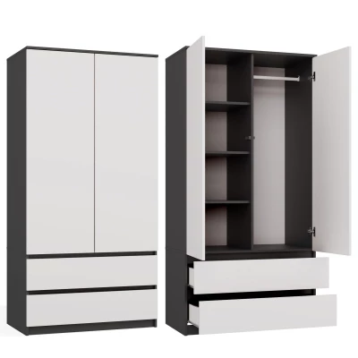 Előszobai szekrény 90 cm TAAVI - antracit / fehér