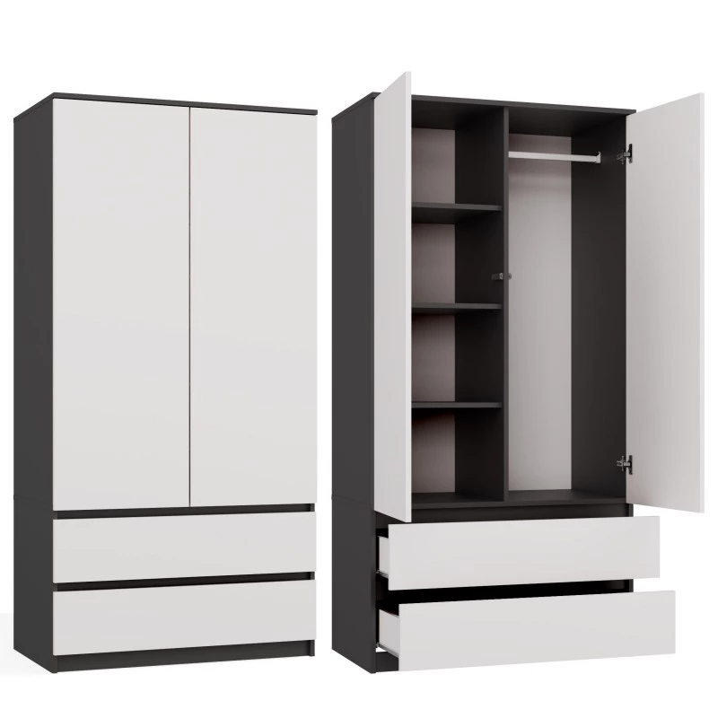 Előszobai szekrény 90 cm TAAVI - antracit / fehér